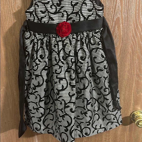 Marmellata Girls Dress Party Holiday Gingham Black Velvet‎ Rose Size 6 - Picture 5 of 8